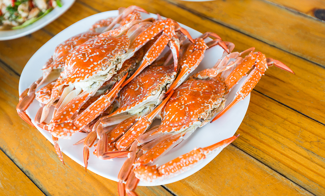 blue swimmer crabs cooked